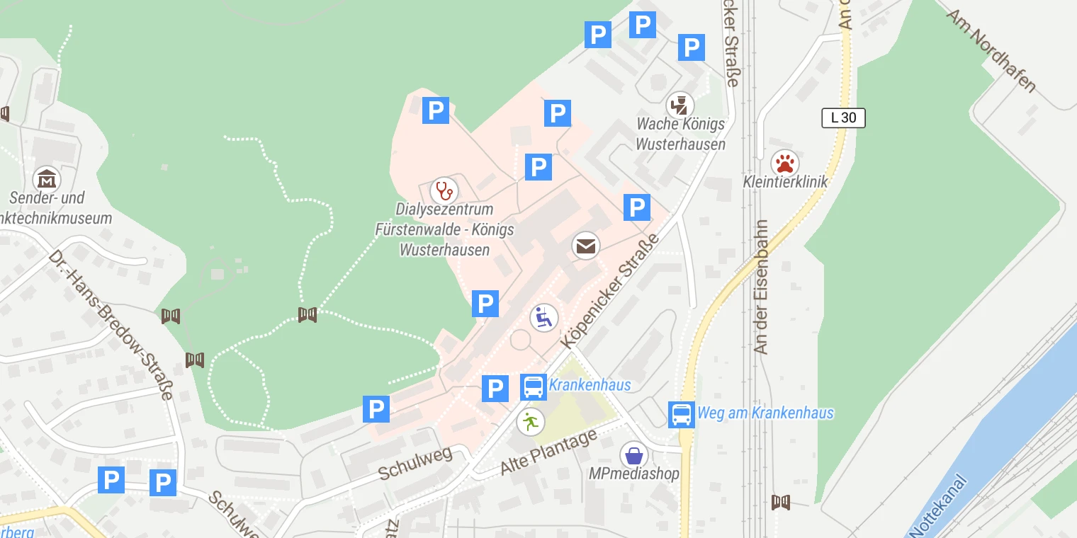 Kartenansicht Achenbach Krankenhaus Königs Wusterhausen