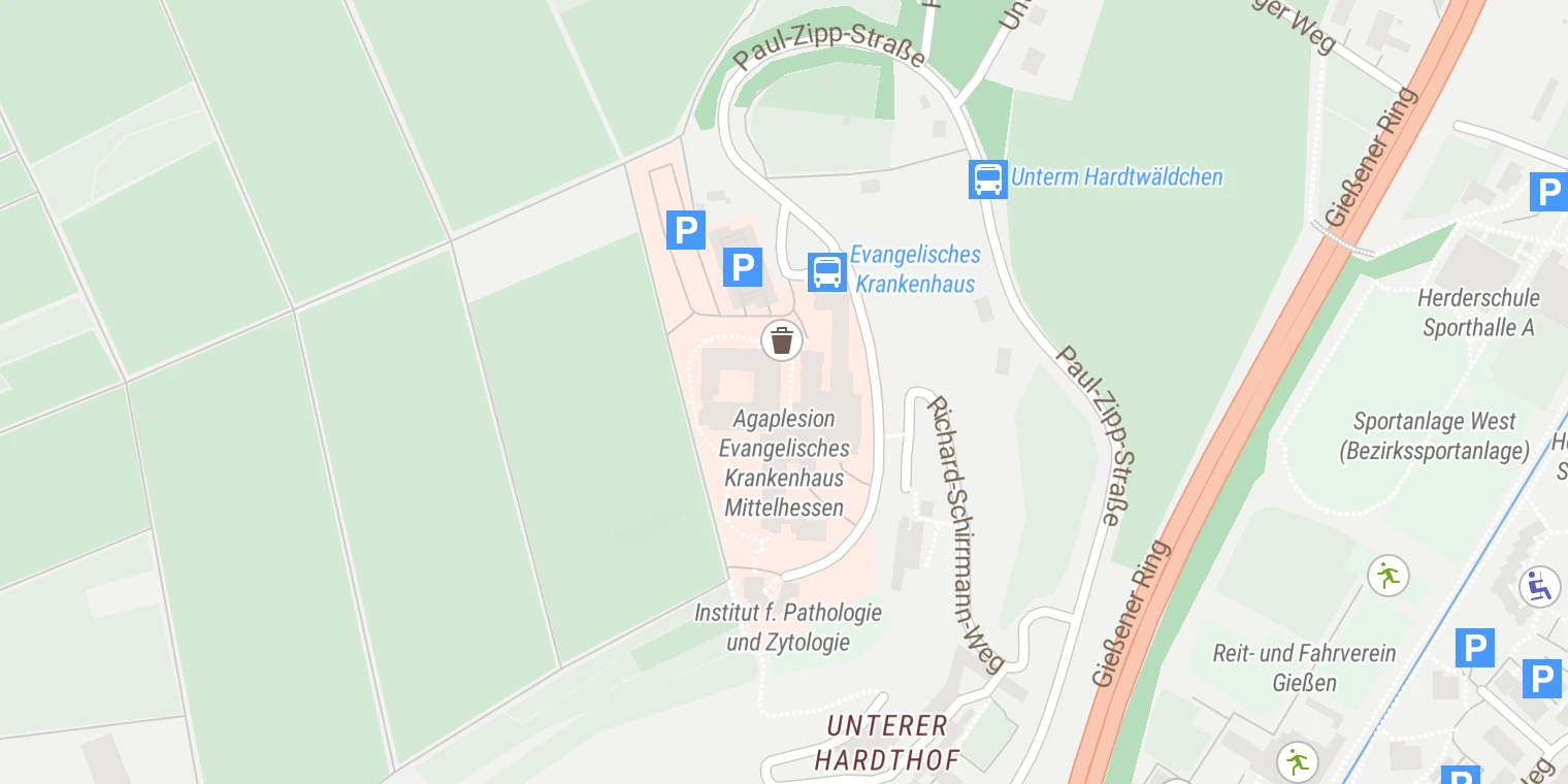 Kartenansicht Agaplesion Evangelisches Krankenhaus Mittelhessen Gießen