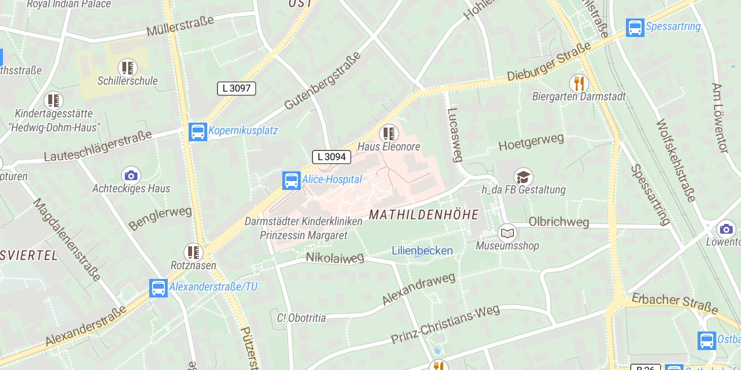 Kartenansicht Alice-Hospital