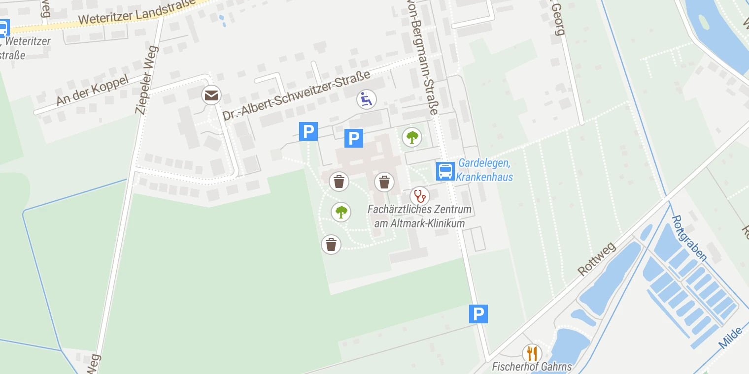Kartenansicht Altmark Klinikum Gardelegen