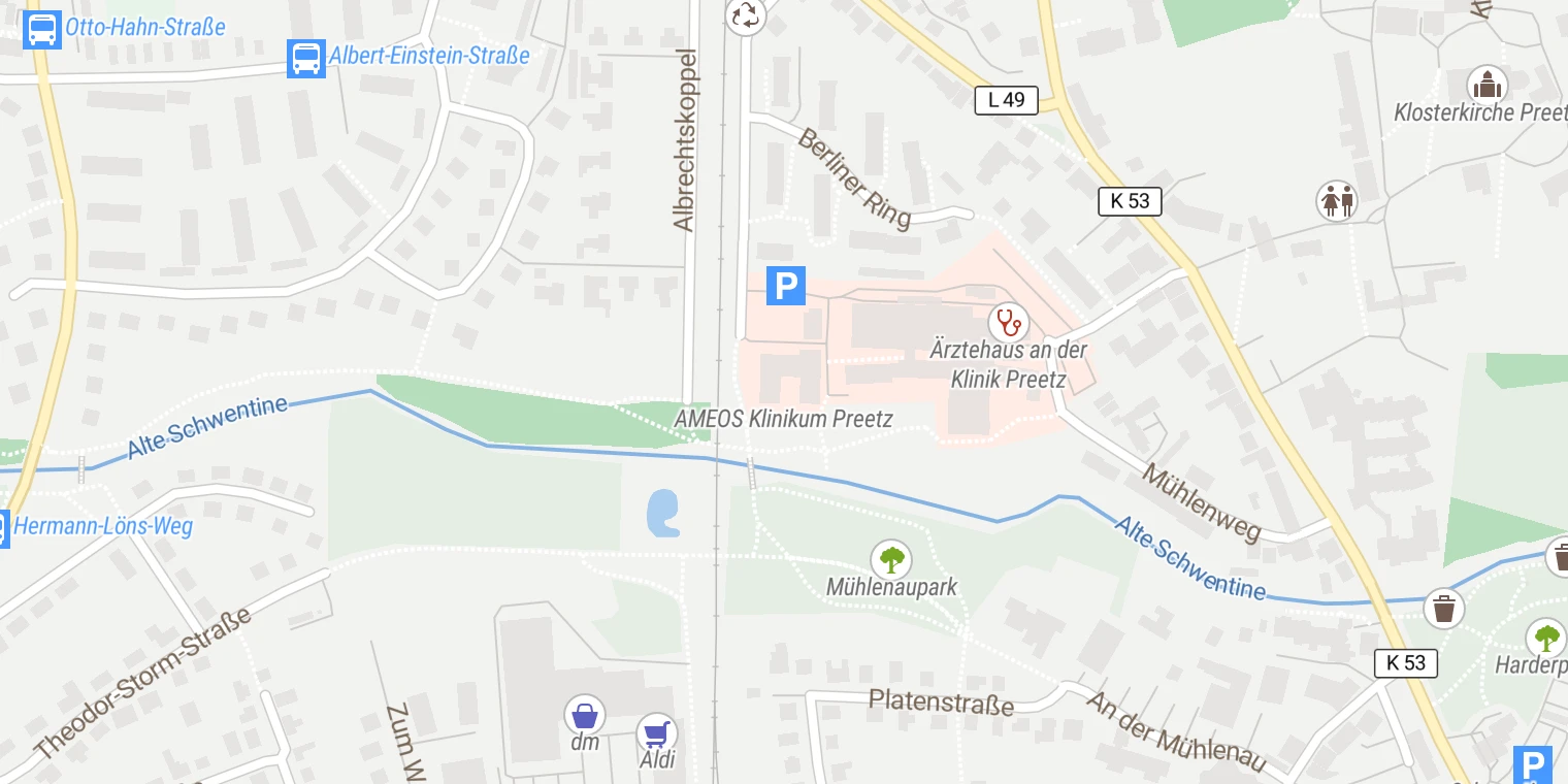 Kartenansicht AMEOS Klinikum Preetz