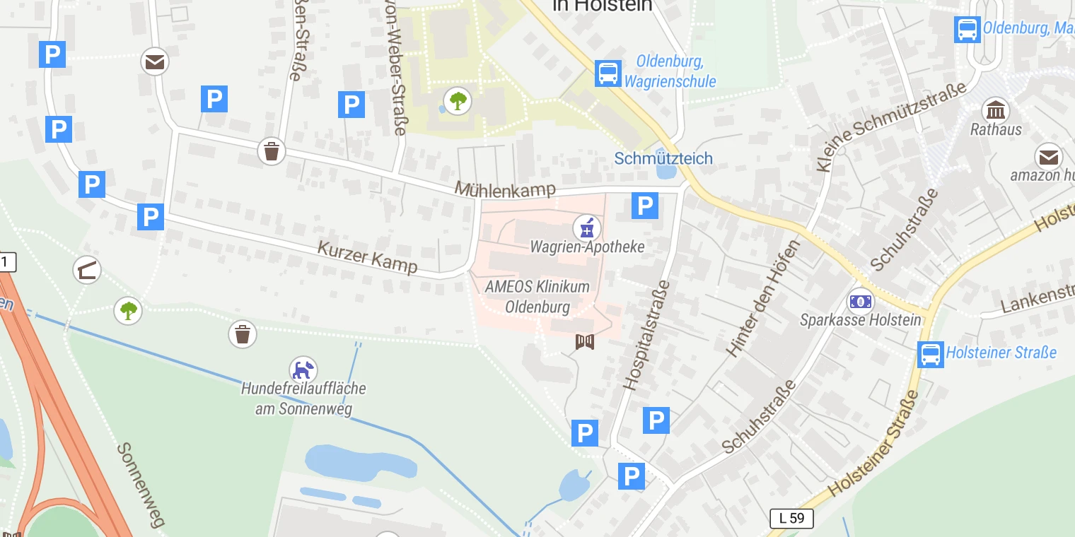 Kartenansicht AMEOS Klinikum Oldenburg