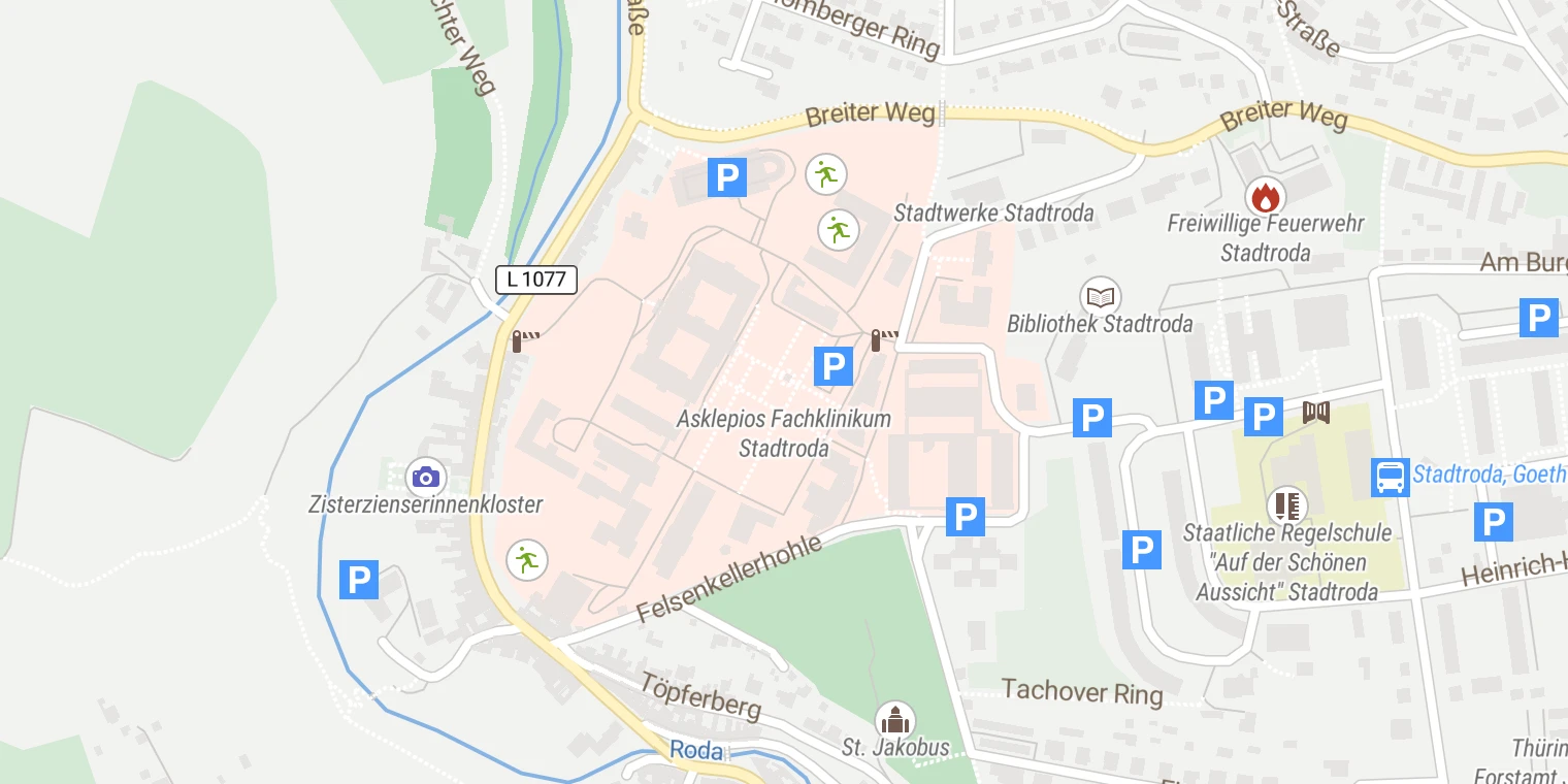 Kartenansicht Asklepios Fachklinikum Stadtroda (Pößneck)