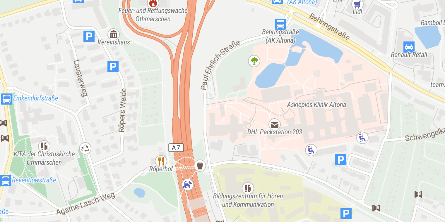 Kartenansicht Asklepios Klinik Altona