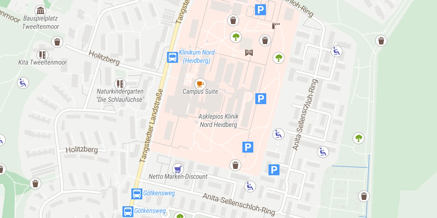 Kartenansicht Asklepios Klinik Nord - Heidberg