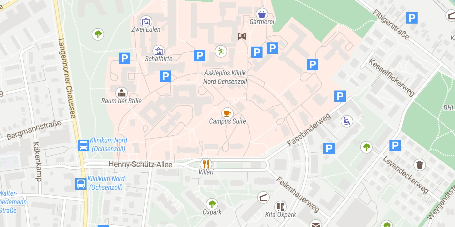 Kartenansicht Asklepios Klinik Nord - Ochsenzoll