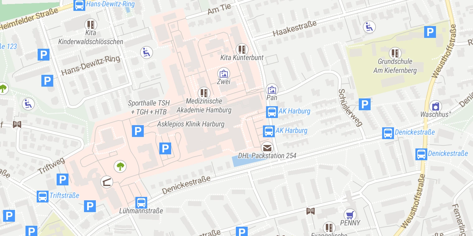 Kartenansicht Asklepios Klinikum Harburg