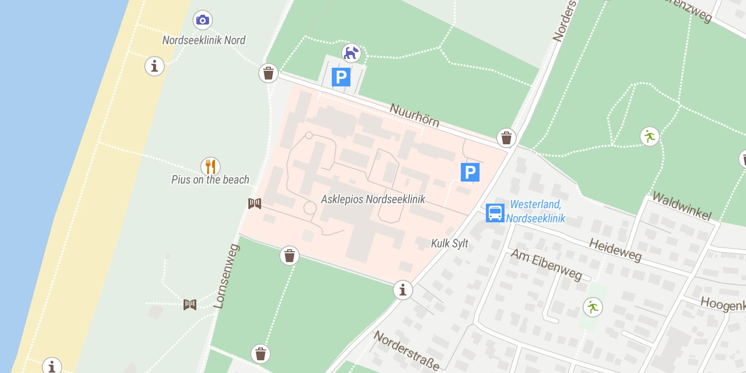 Kartenansicht Asklepios Nordseeklinik Westerland/Sylt