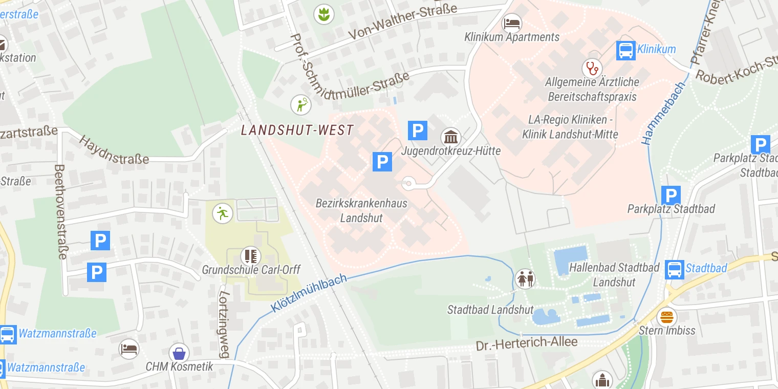 Kartenansicht Bezirkskrankenhaus Landshut