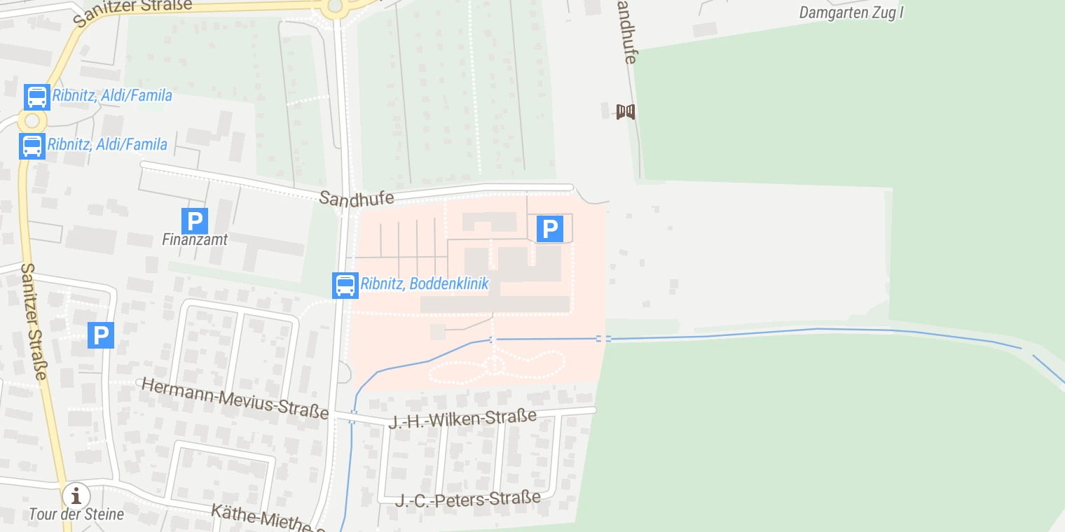 Kartenansicht Bodden-Kliniken Ribnitz-Damgarten