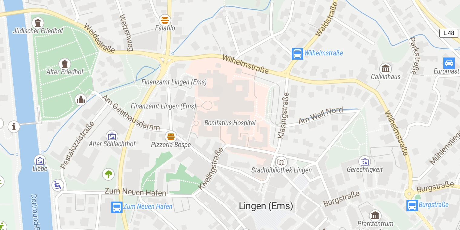 Kartenansicht Bonifatius Hospital Lingen