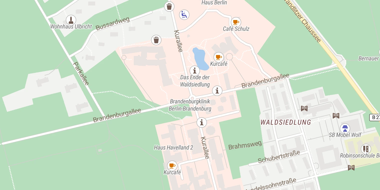Kartenansicht Brandenburgklinik Berlin-Brandenburg