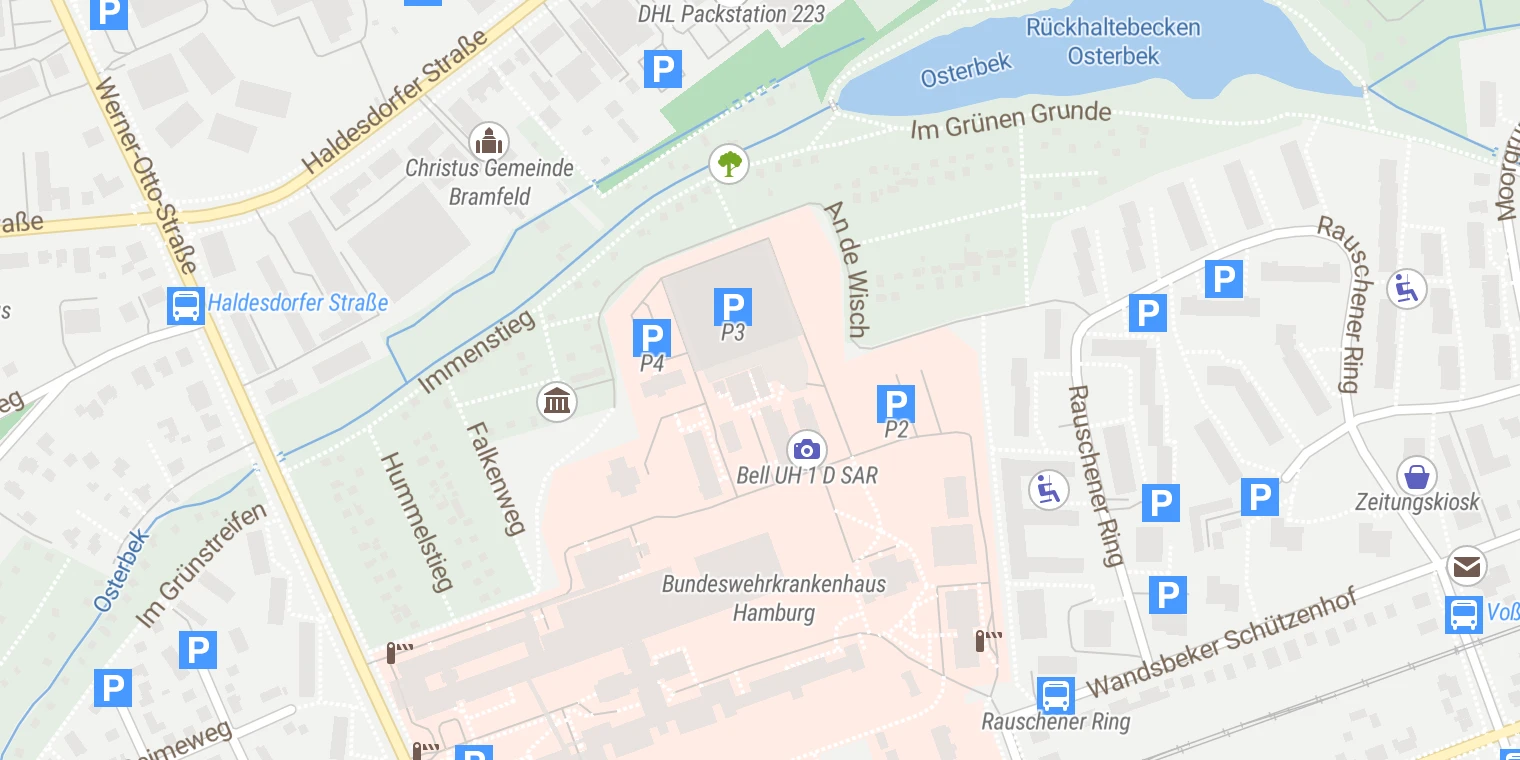 Kartenansicht Bundeswehrkrankenhaus Hamburg