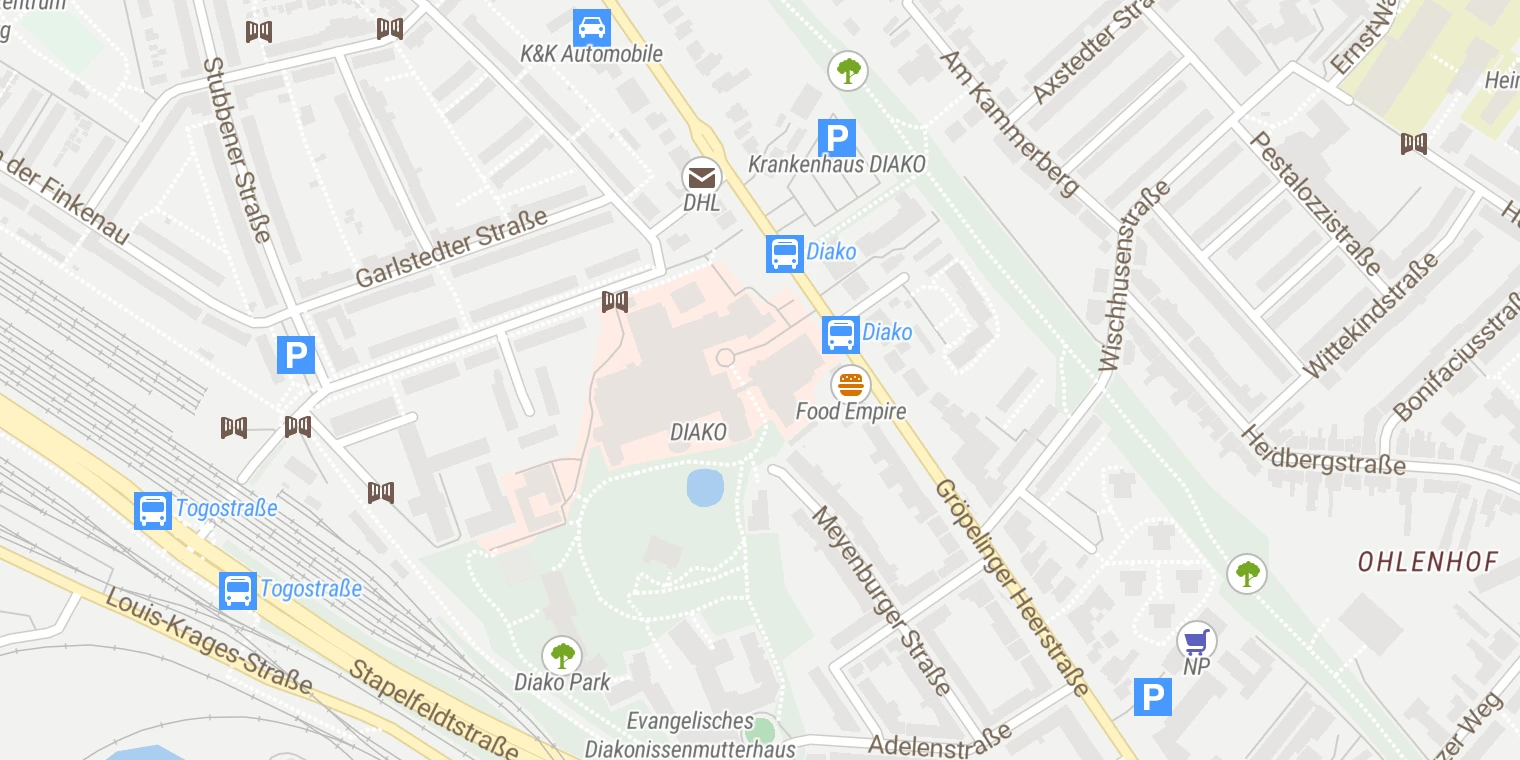 Kartenansicht DIAKO Ev. Diakonie-Krankenhaus