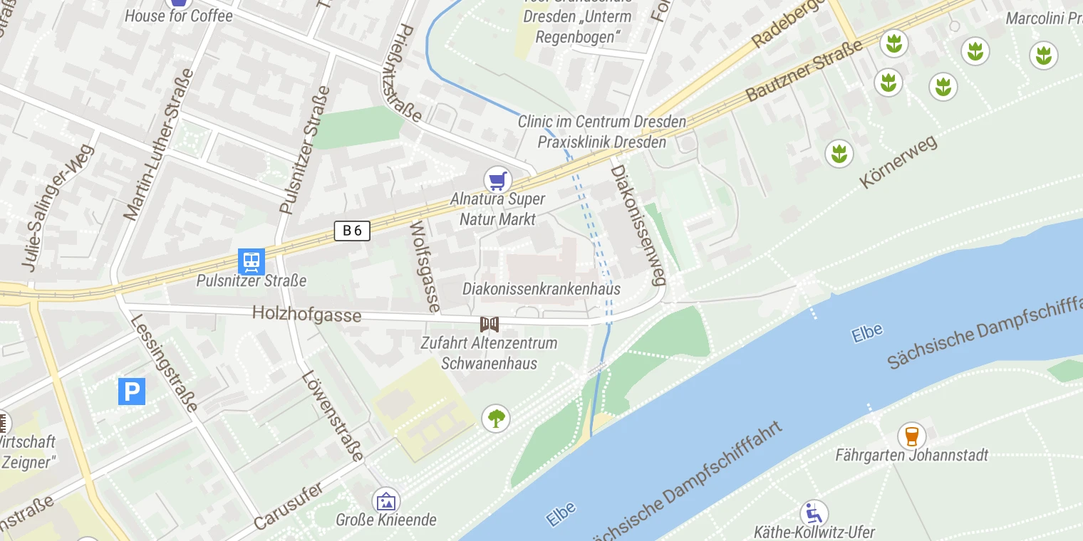 Kartenansicht Diakonissenkrankenhaus Dresden