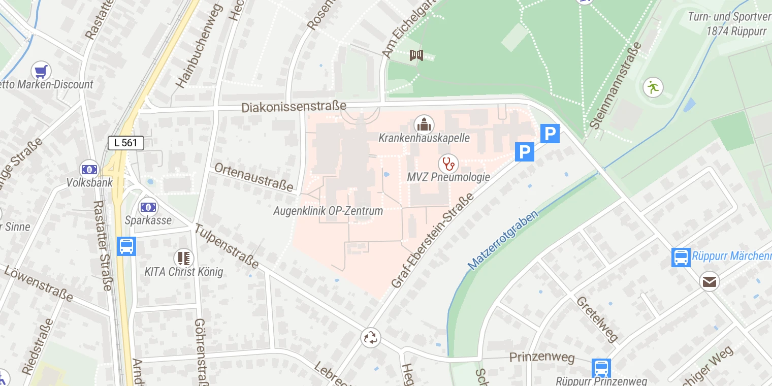 Kartenansicht Diakonissenkrankenhaus Karlsruhe