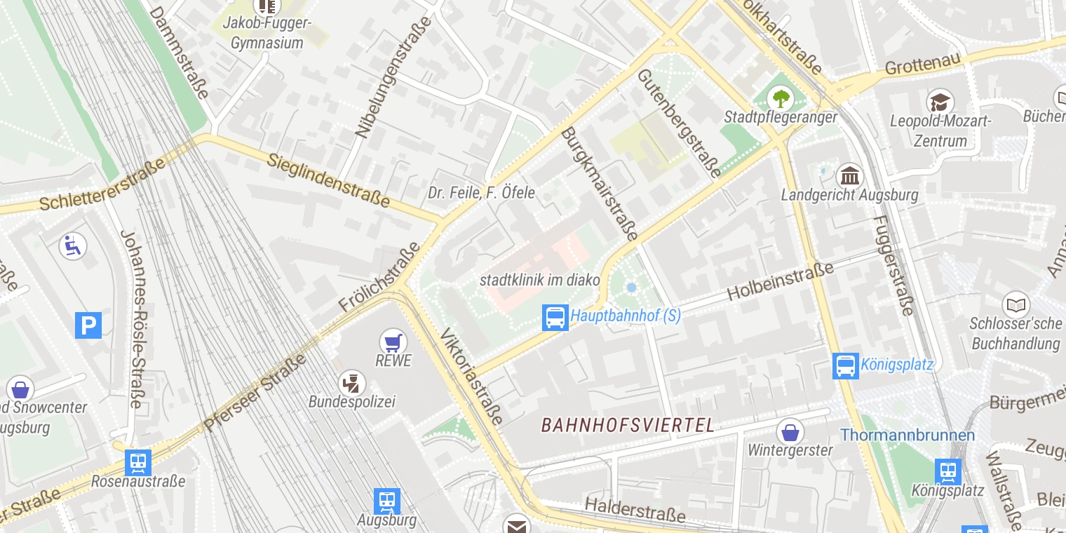 Kartenansicht Die Stadtklinik im Diako