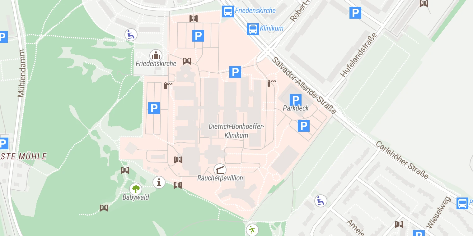 Kartenansicht Dietrich-Bonhoeffer-Klinikum (Neubrandenburg)