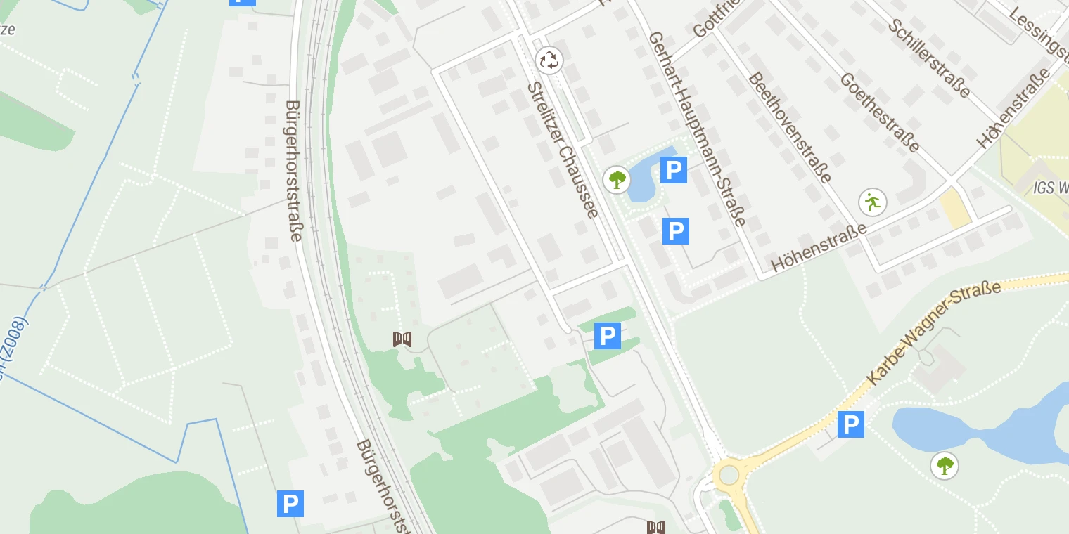 Kartenansicht Dietrich-Bonhoeffer-Klinikum (Neustrelitz)
