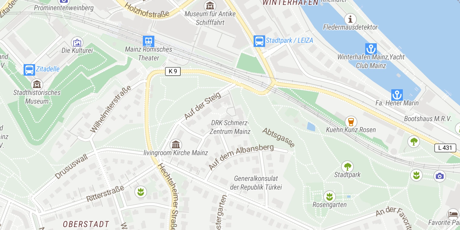 Kartenansicht DRK Schmerz-Zentrum Mainz