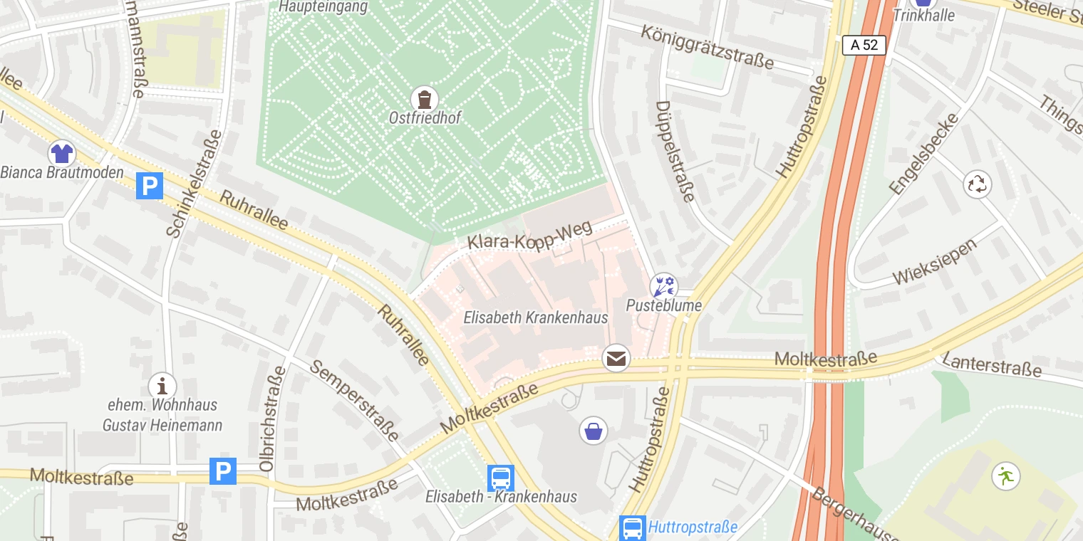 Kartenansicht Elisabeth-Krankenhaus Essen