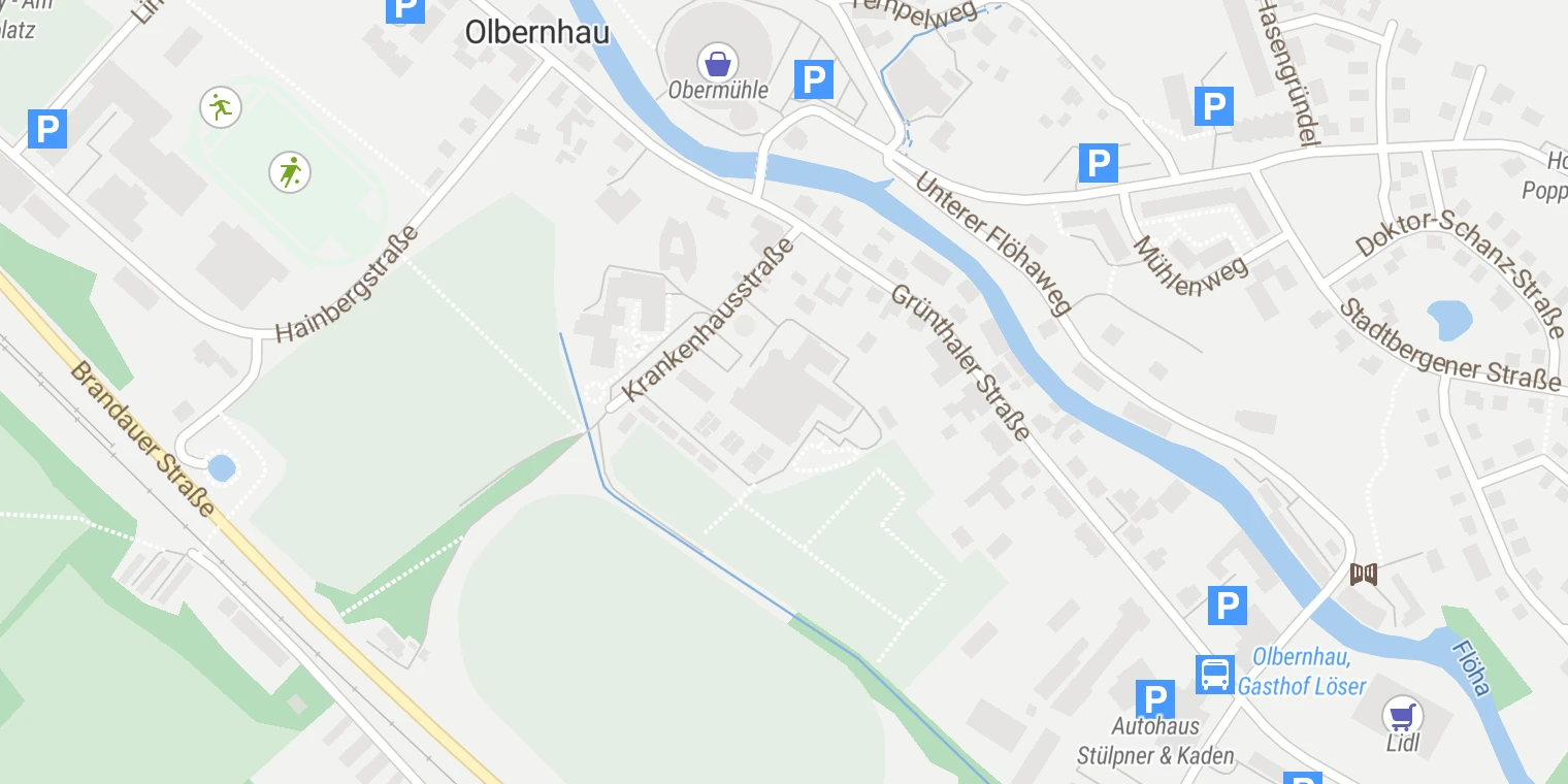 Kartenansicht Erzgebirgsklinikum Haus Olbernhau