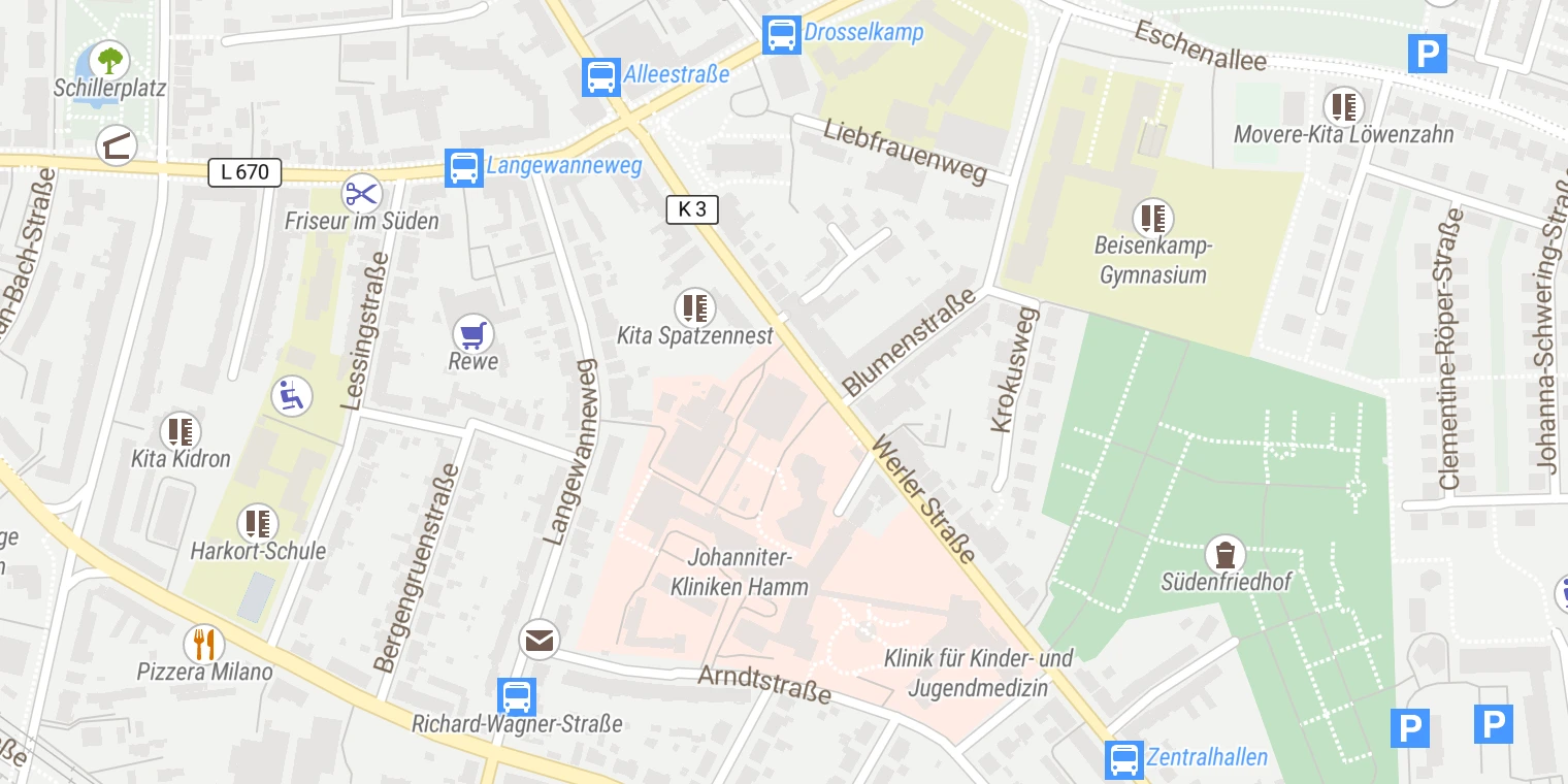 Kartenansicht Ev. Krankenhaus Hamm