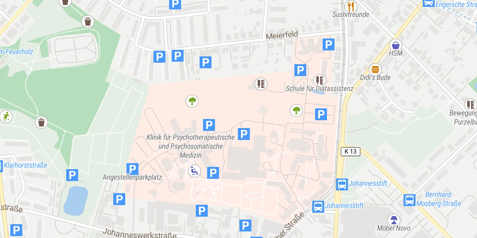 Kartenansicht Evangelisches Klinikum Bethel Standort Johannesstift (Bielefeld)