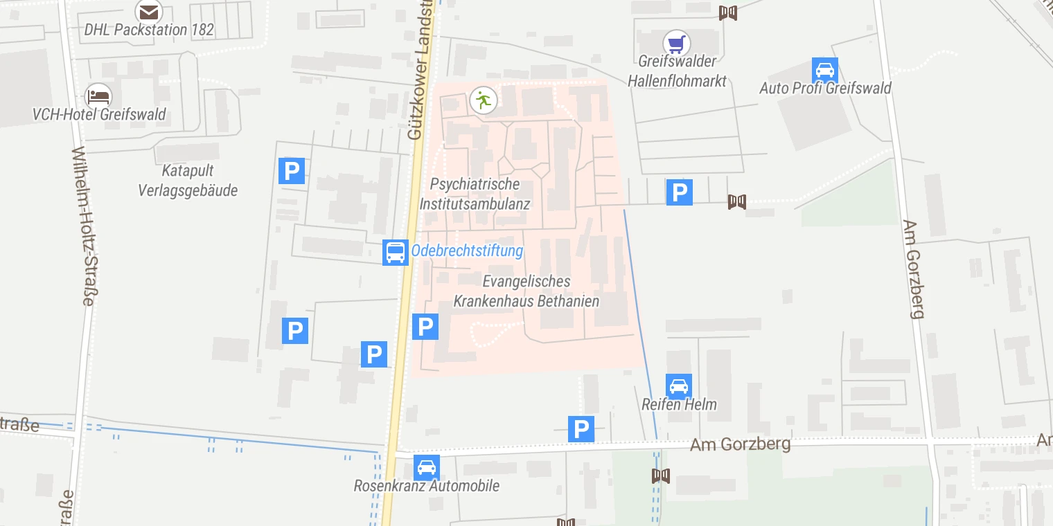 Kartenansicht Evangelisches Krankenhaus Bethanien Greifswald