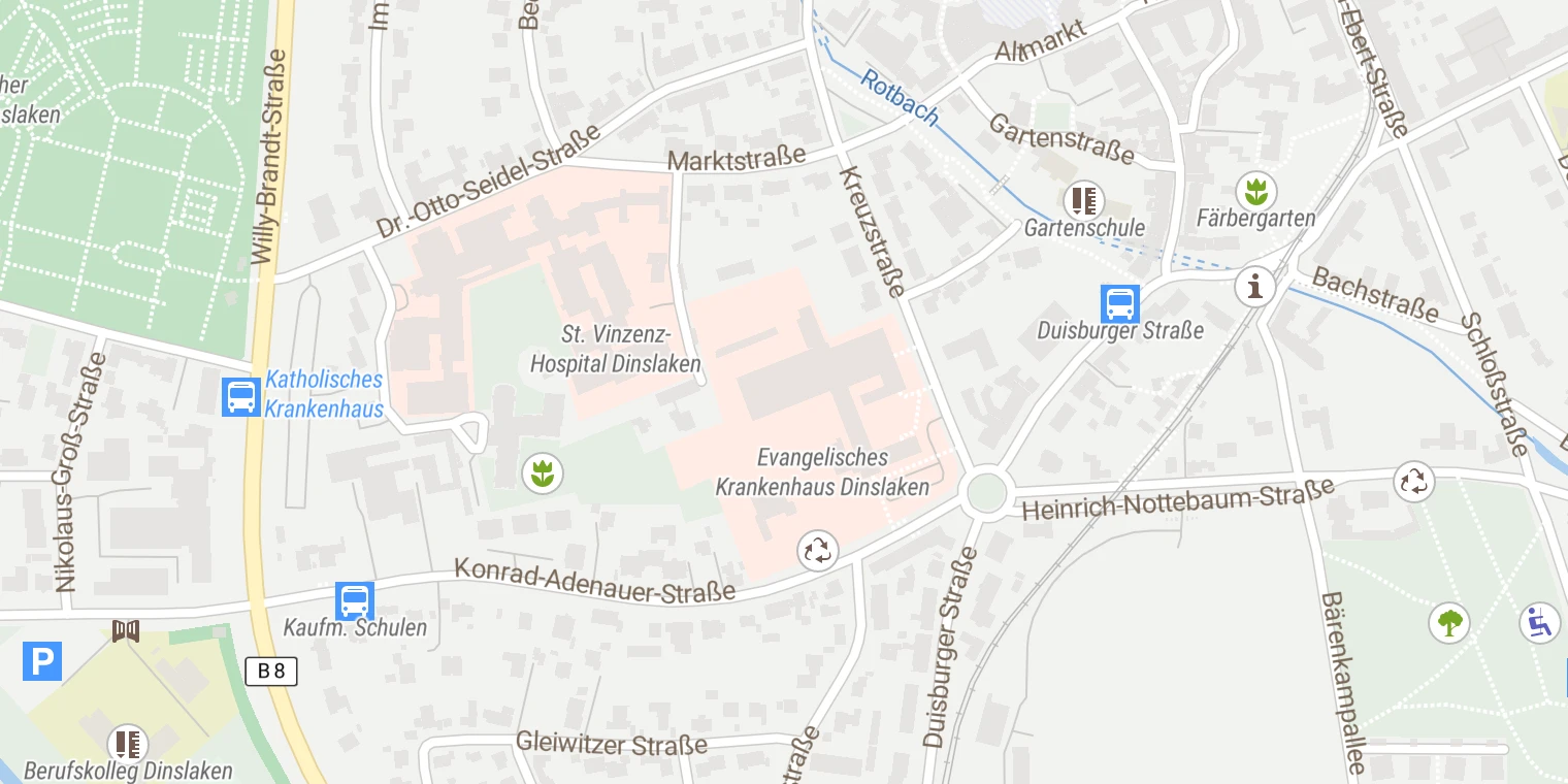Kartenansicht Evangelisches Krankenhaus Dinslaken