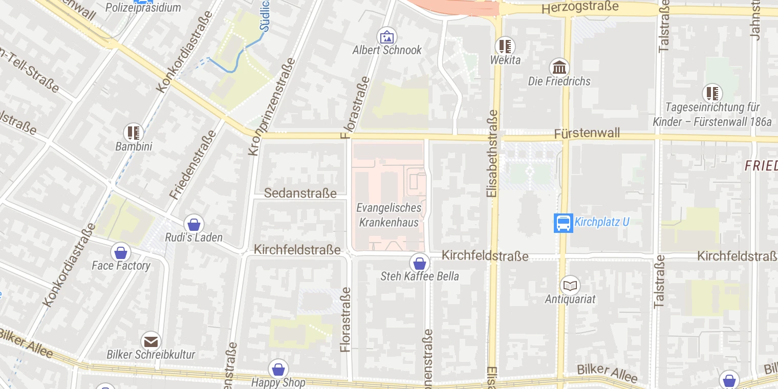 Kartenansicht Evangelisches Krankenhaus Düsseldorf