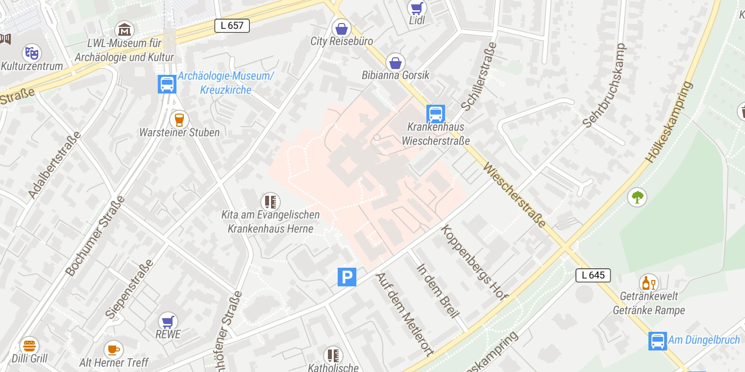 Kartenansicht Evangelisches Krankenhaus Herne (Herne-Mitte)
