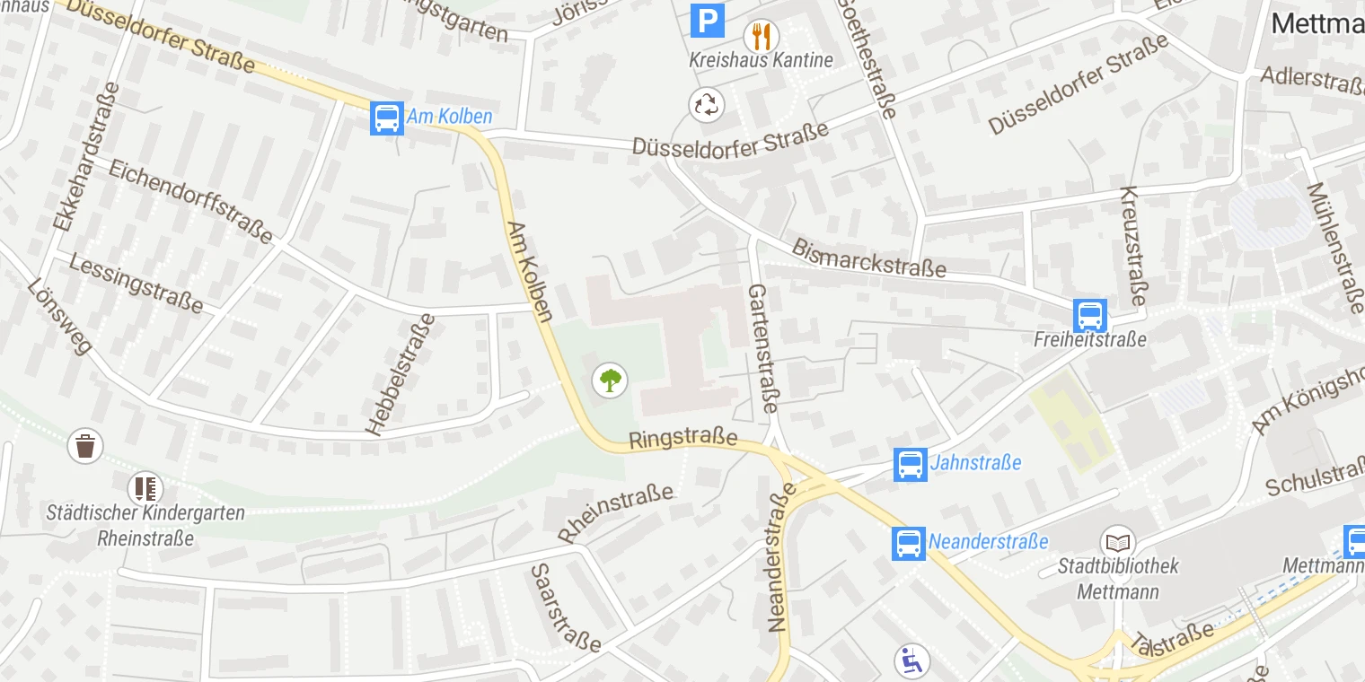 Kartenansicht Evangelisches Krankenhaus Mettmann