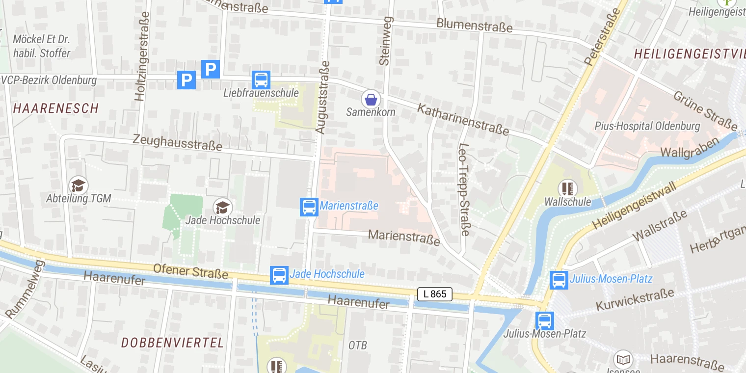 Kartenansicht Evangelisches Krankenhaus Oldenburg
