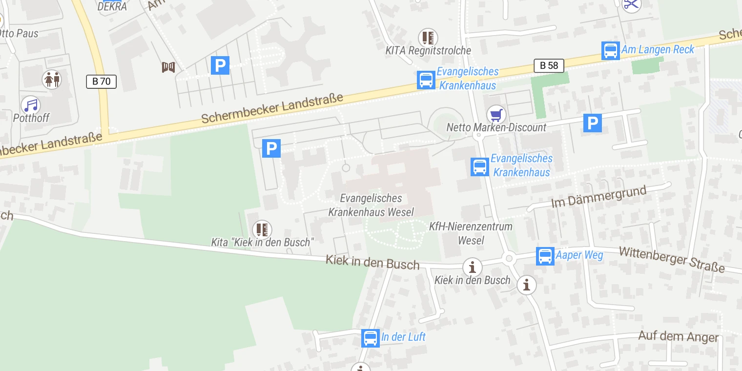 Kartenansicht Evangelisches Krankenhaus Wesel