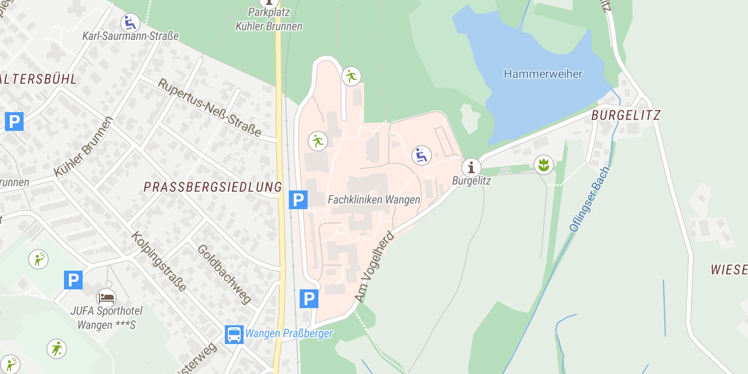 Kartenansicht Fachkliniken Wangen