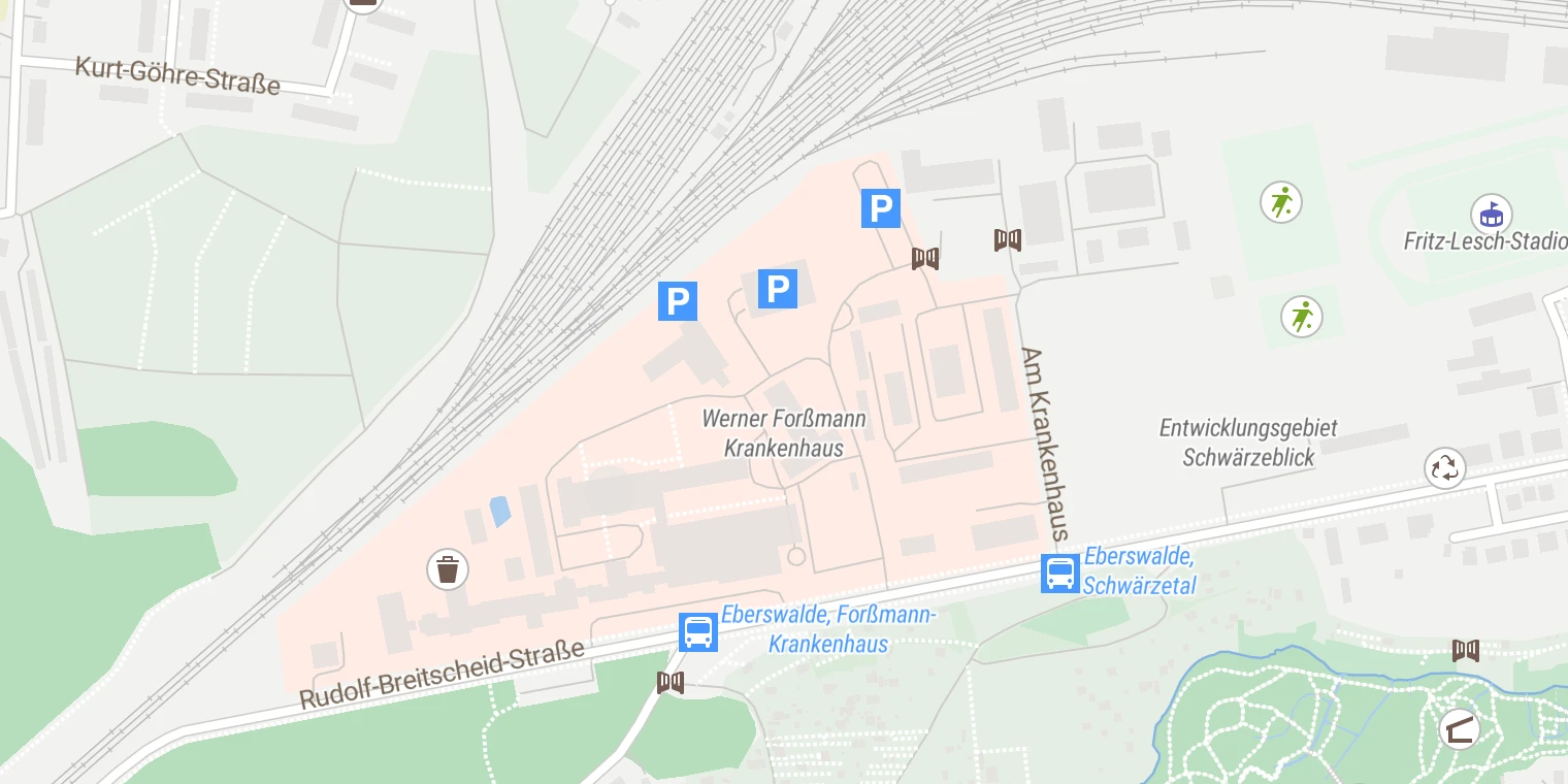 Kartenansicht GLG Werner Forßmann Klinikum Eberswalde