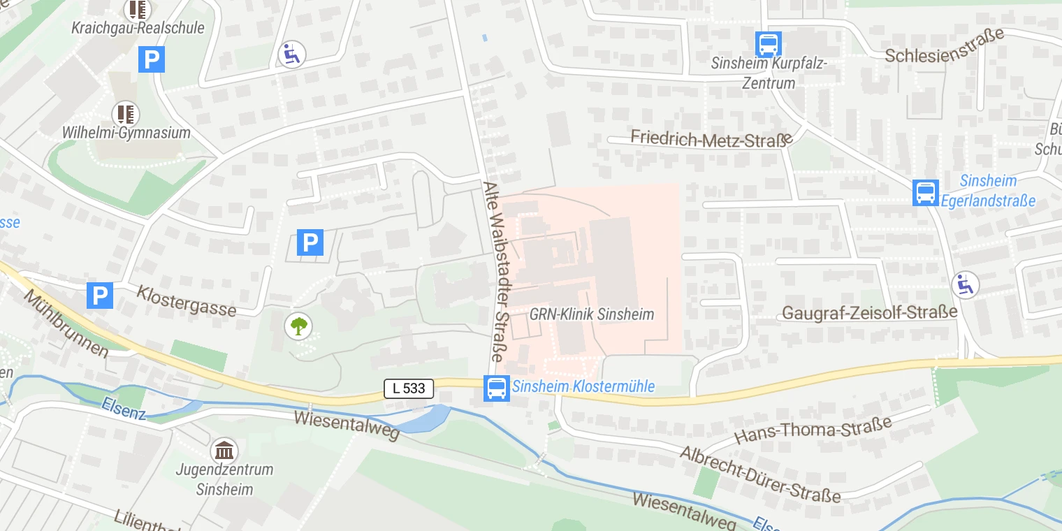 Kartenansicht GRN-Klinik Sinsheim