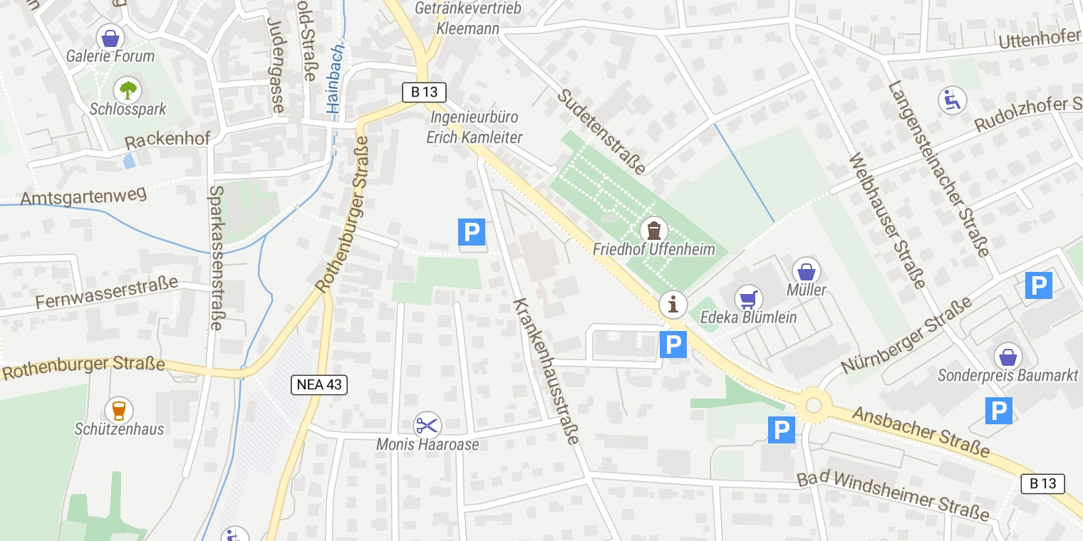 Kartenansicht Heiligenfeld Klinik Uffenheim