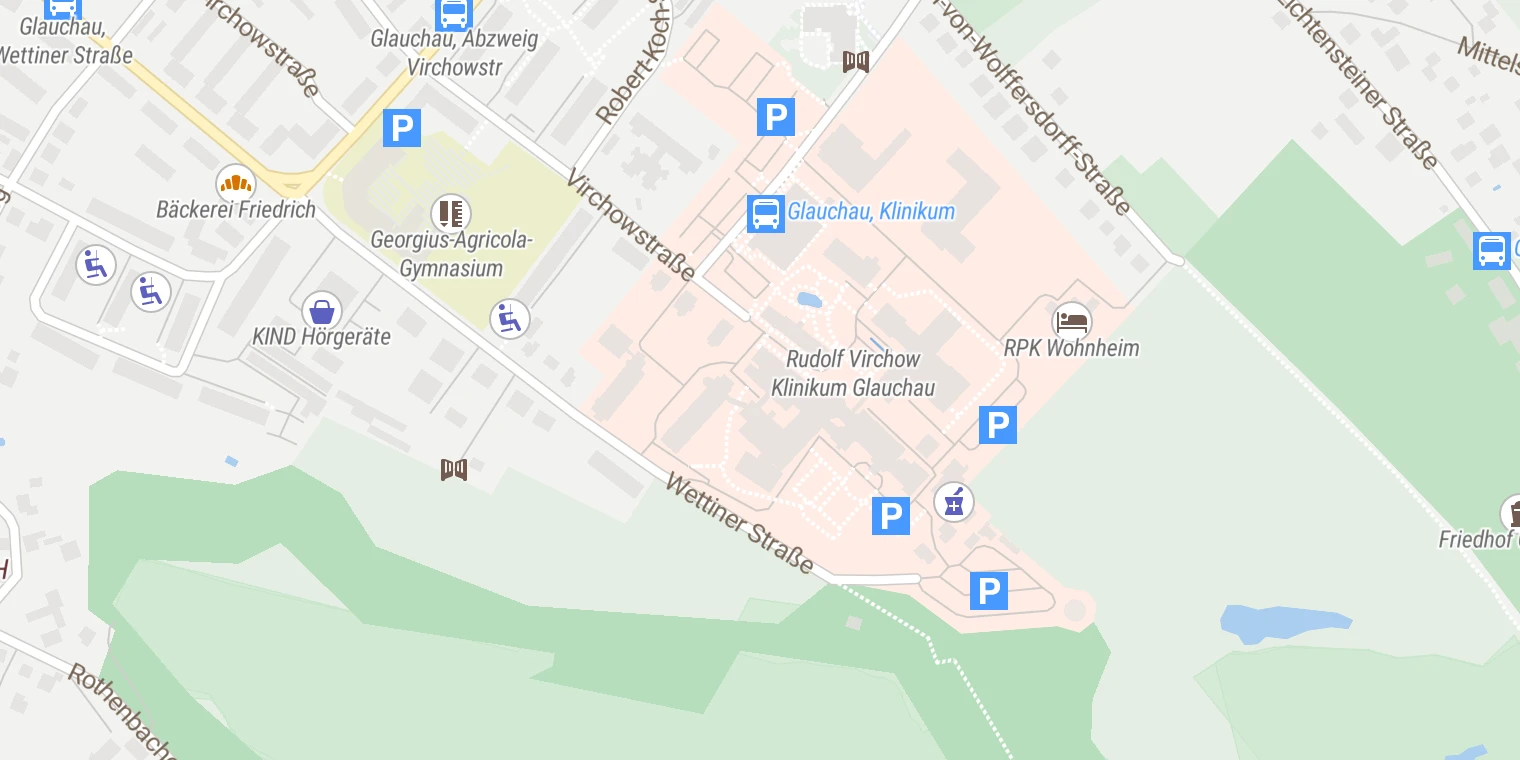 Kartenansicht Heinrich-Braun-Klinikum (Glauchau)