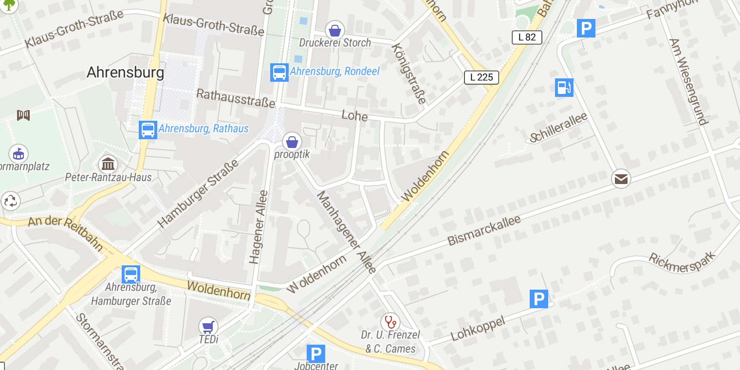 Kartenansicht Heinrich Sengelmann Tagesklinik Ahrensburg
