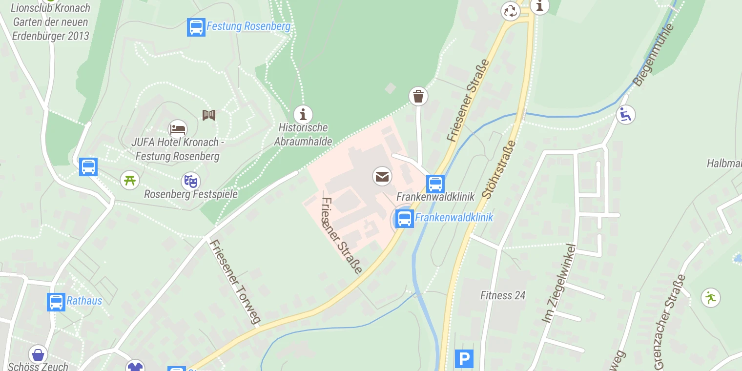Kartenansicht Helios Frankenwaldklinik Kronach