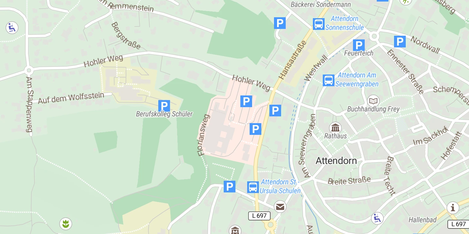Kartenansicht Helios Klinik Attendorn