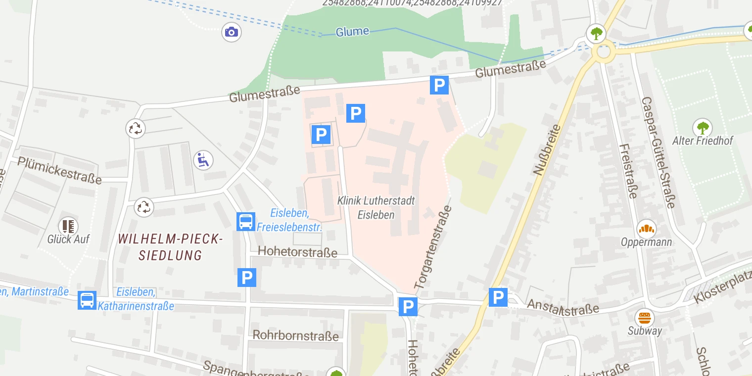 Kartenansicht Helios Klinik Lutherstadt Eisleben