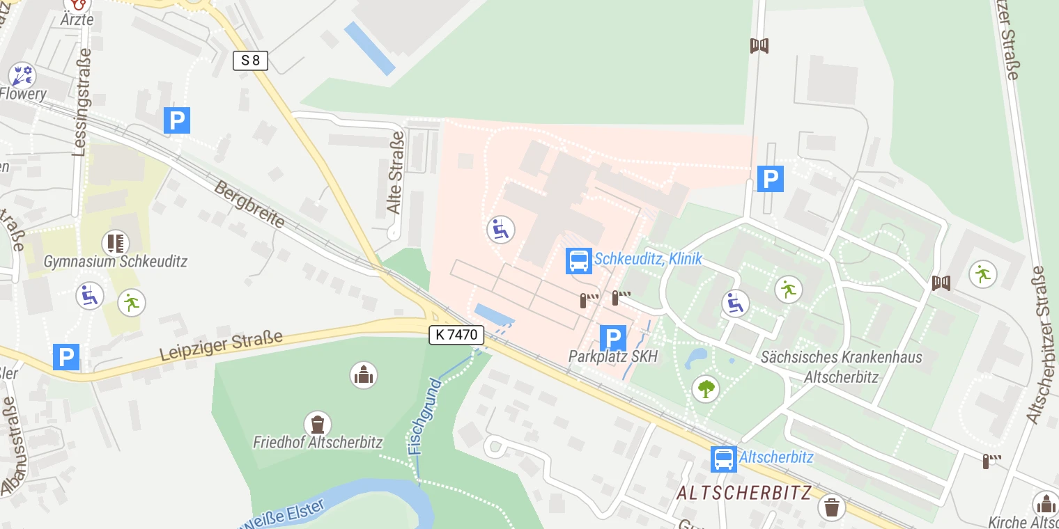 Kartenansicht Helios Klinik Schkeuditz