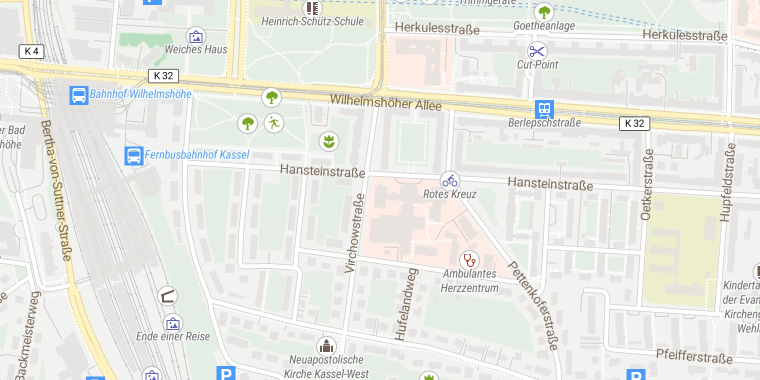 Kartenansicht Helios Kliniken Kassel
