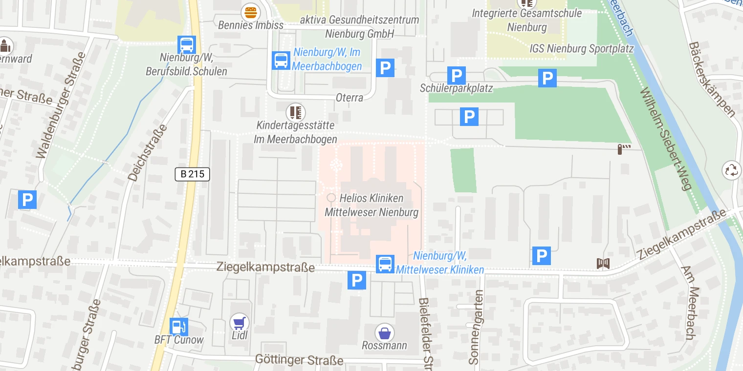 Kartenansicht Helios Kliniken Mittelweser - Nienburg