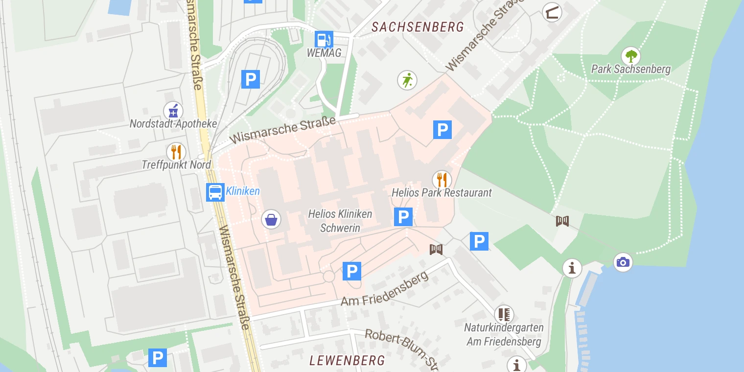 Kartenansicht Helios Kliniken Schwerin (Psychiatrie)