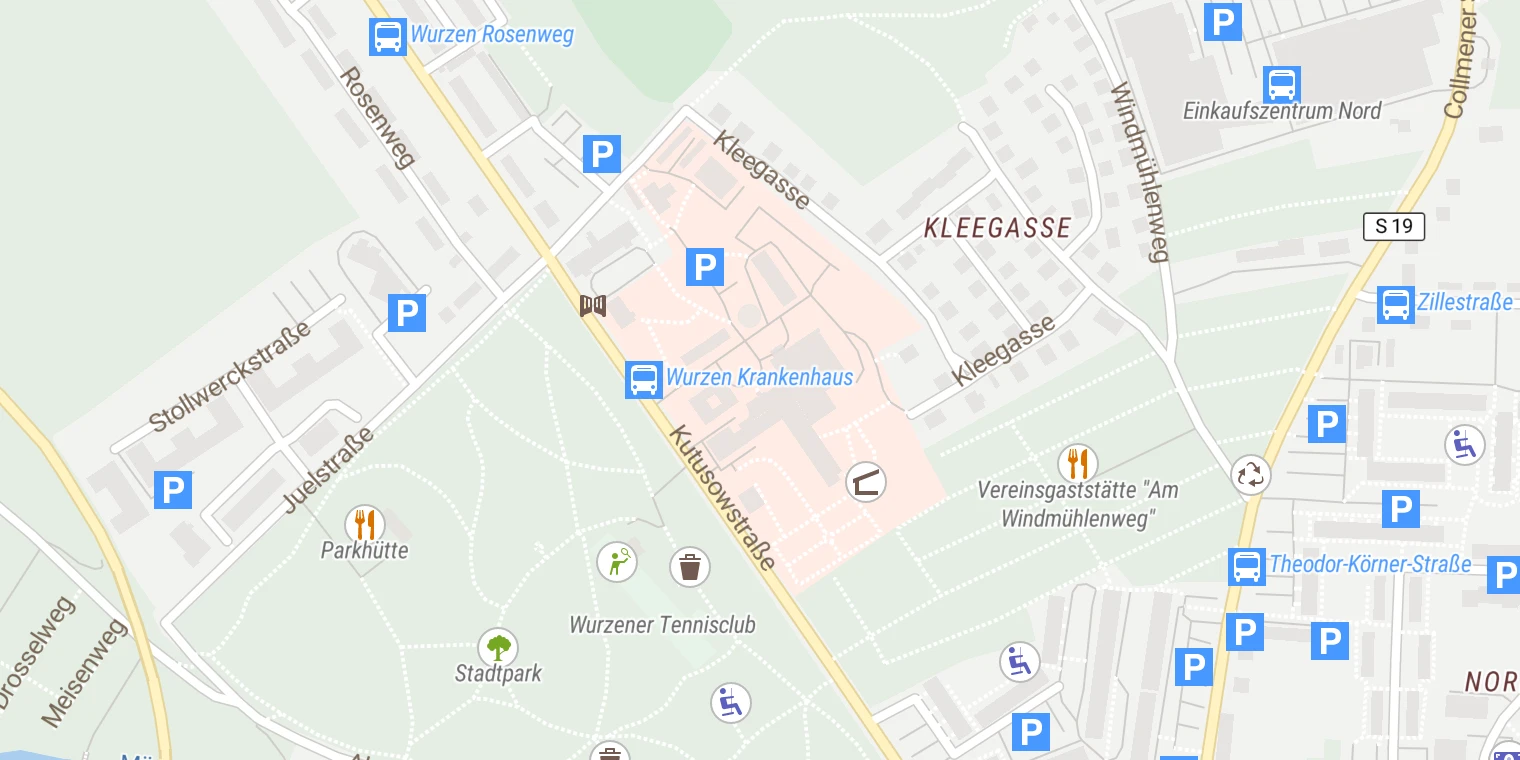 Kartenansicht Helios Park-Klinikum Leipzig - Kompetenzzentrum Wurzen