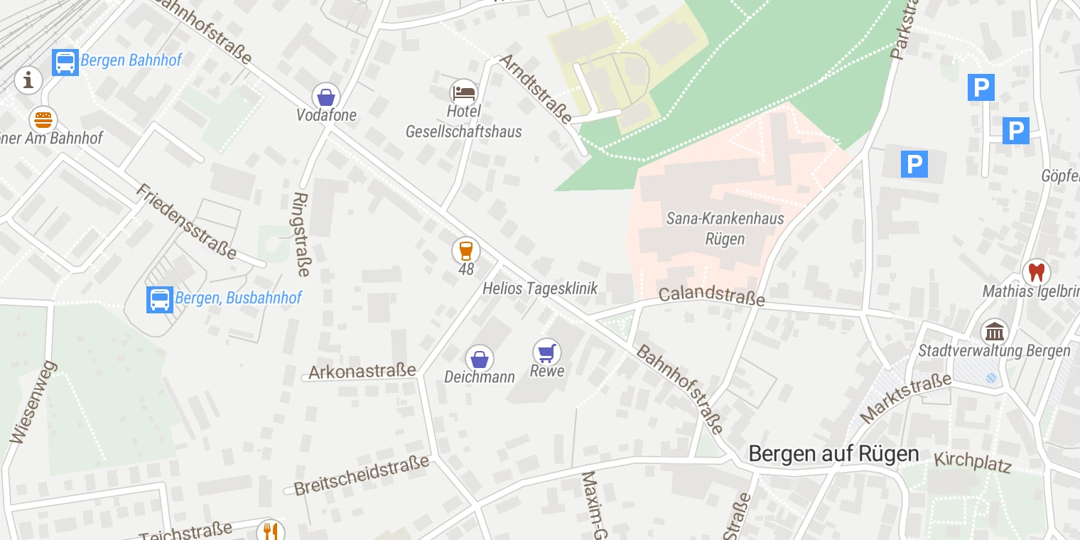 Kartenansicht Helios Psychiatrische Tagesklinik und Institutsambulanz in Bergen